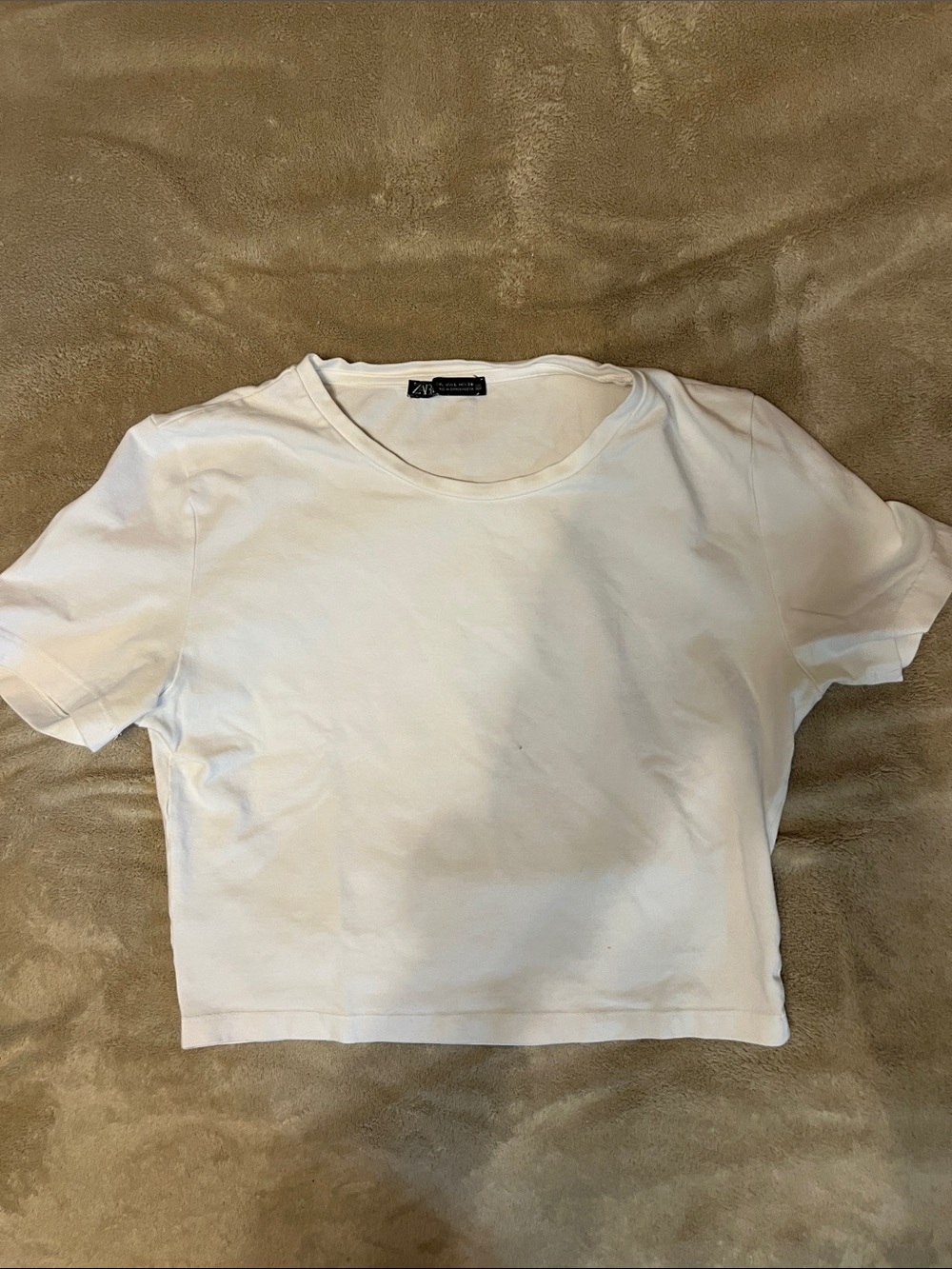 Zara White Crop Compressed Tee